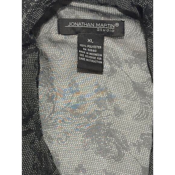 Jonathan Martin sz XL Women's Button Front Sheer Floral Top whimsigoth witchy - Picture 2 of 8